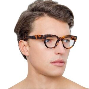 NWT Linda Farrow Harper D-Frame Tortoiseshell Optical Glasses Brown & Gold